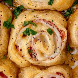 close up of baked pinwheels