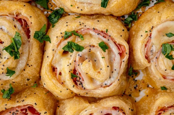 BEST Ham and Cheese Pinwheels (with a Poppy Seed Topping!)