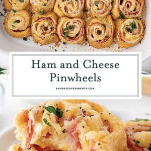 collage of ham and cheese pinwheels for pinterest