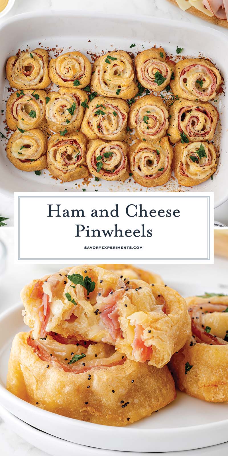 collage of ham and cheese pinwheels for pinterest
