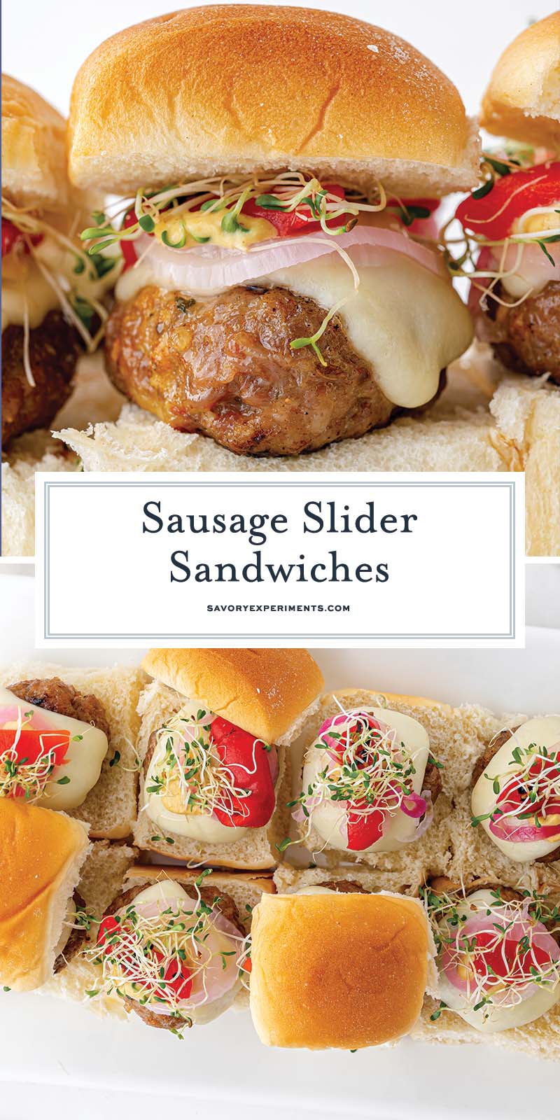 collage of italian sausage slider sandwiches