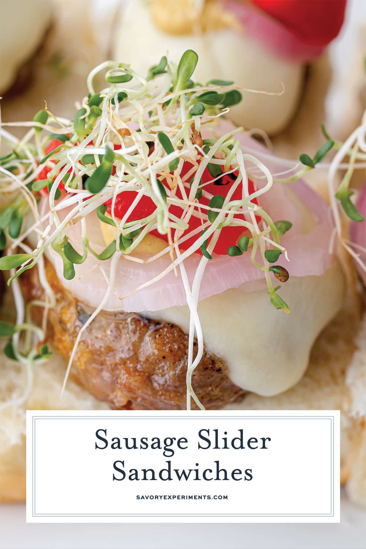 close up of sausage sandwich sliders