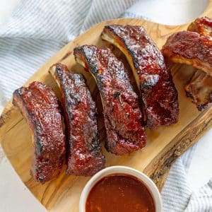 baby back ribs on a cutting board