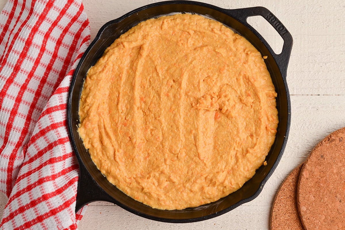 cornbread batter in skillet