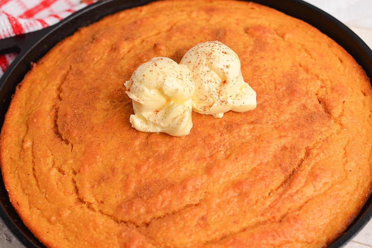 butter on top of sweet potato cornbread