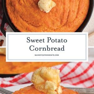 collage of sweet potato cornbread for pinterest