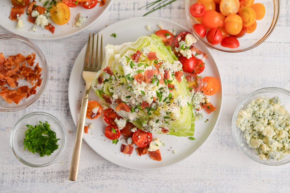 overhead shot of salad on plate