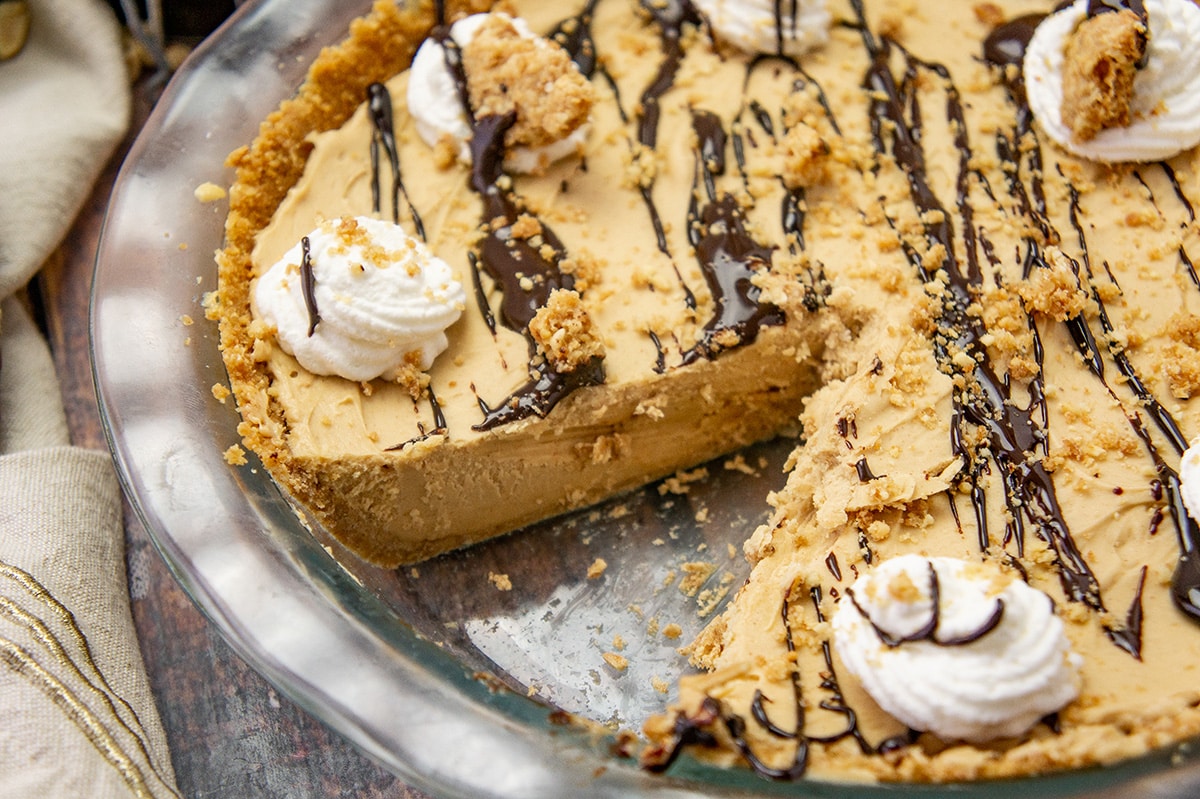 close up of slice taken out of pie