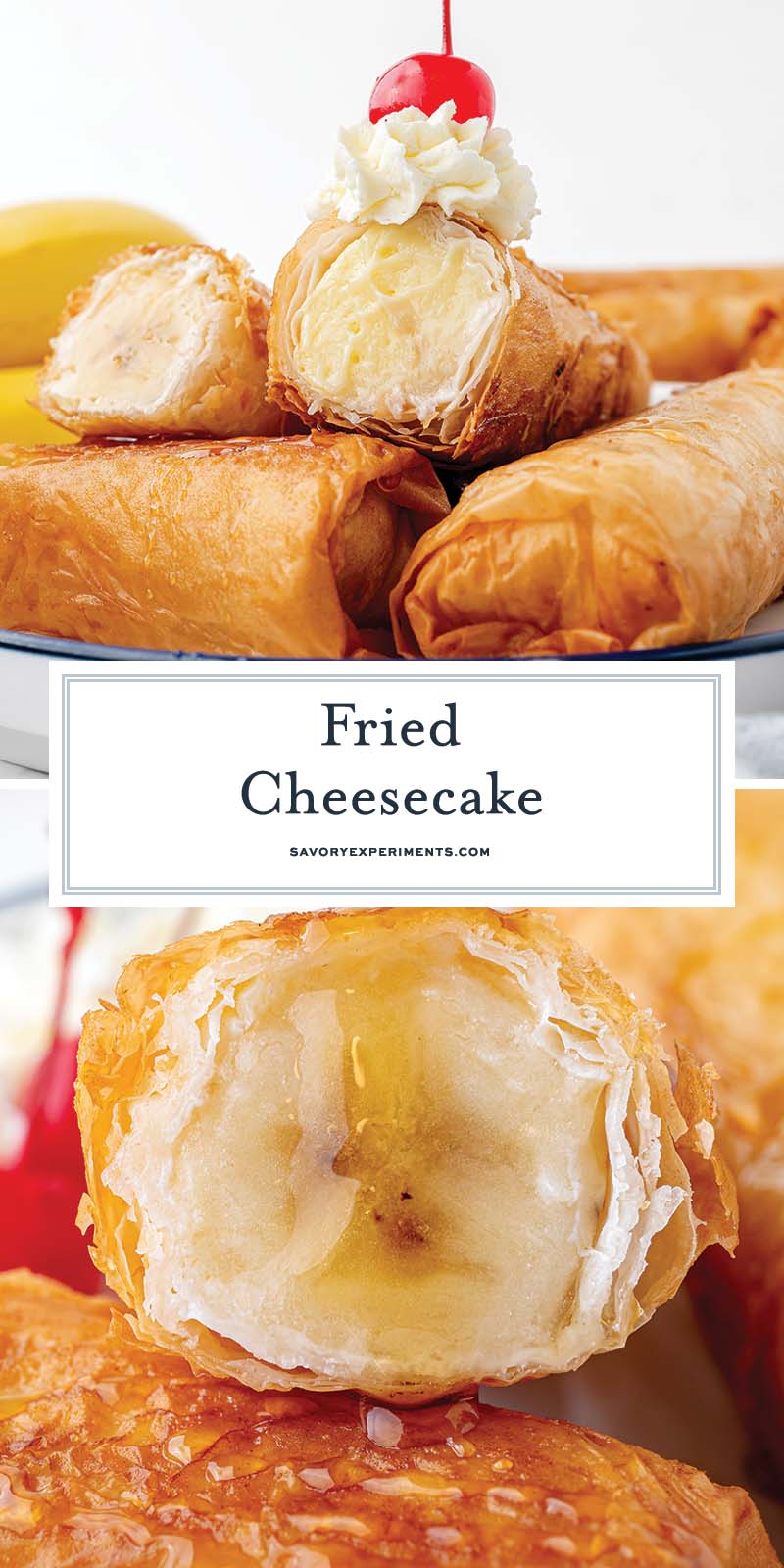 collage of fried cheesecake for pinterest