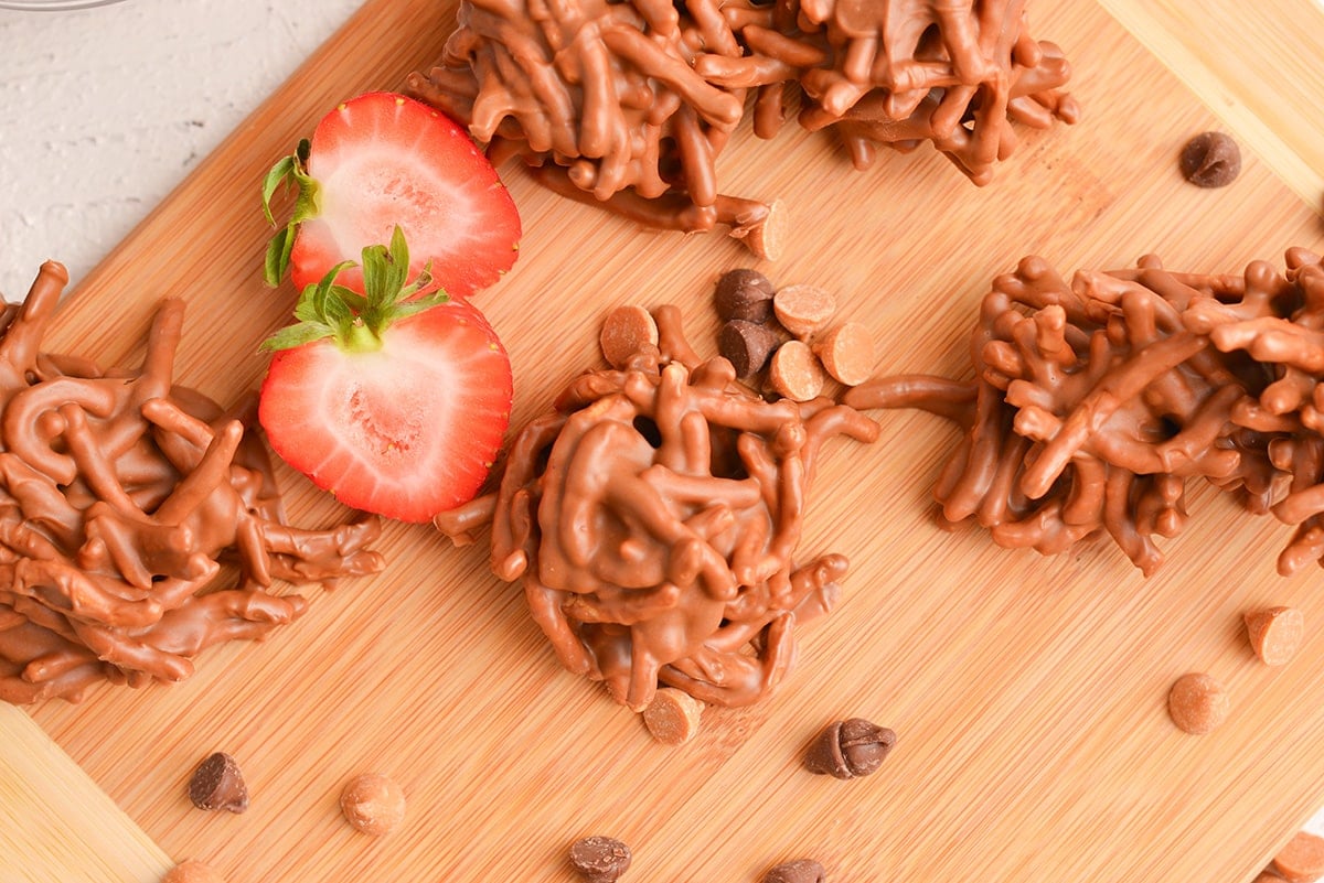 overhead shot of haystack cookies on cutting board