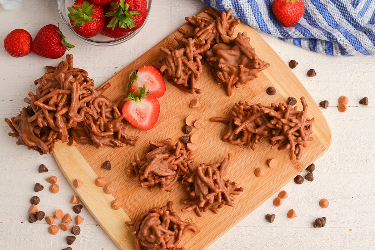 haystack cookies on a cutting board