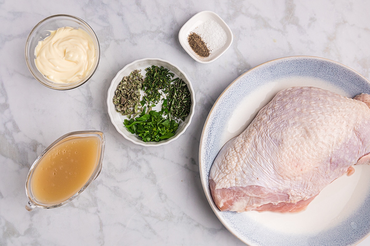 overhead shot of roast turkey breast ingredients