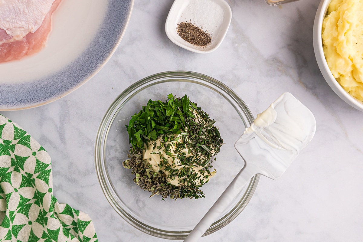 herb mayo ingredients in bowl