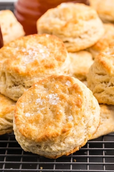 pile of biscuits on a wire rack