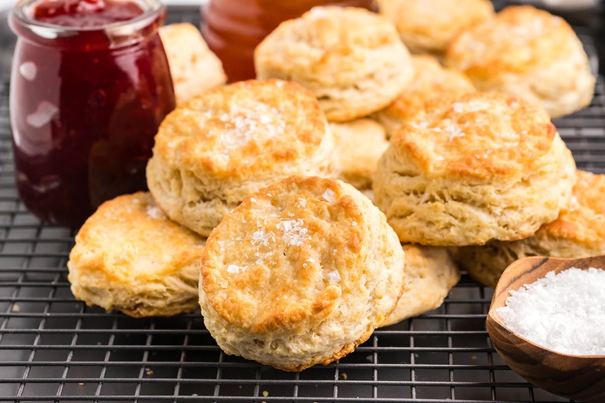 pile of biscuits on a wire rack