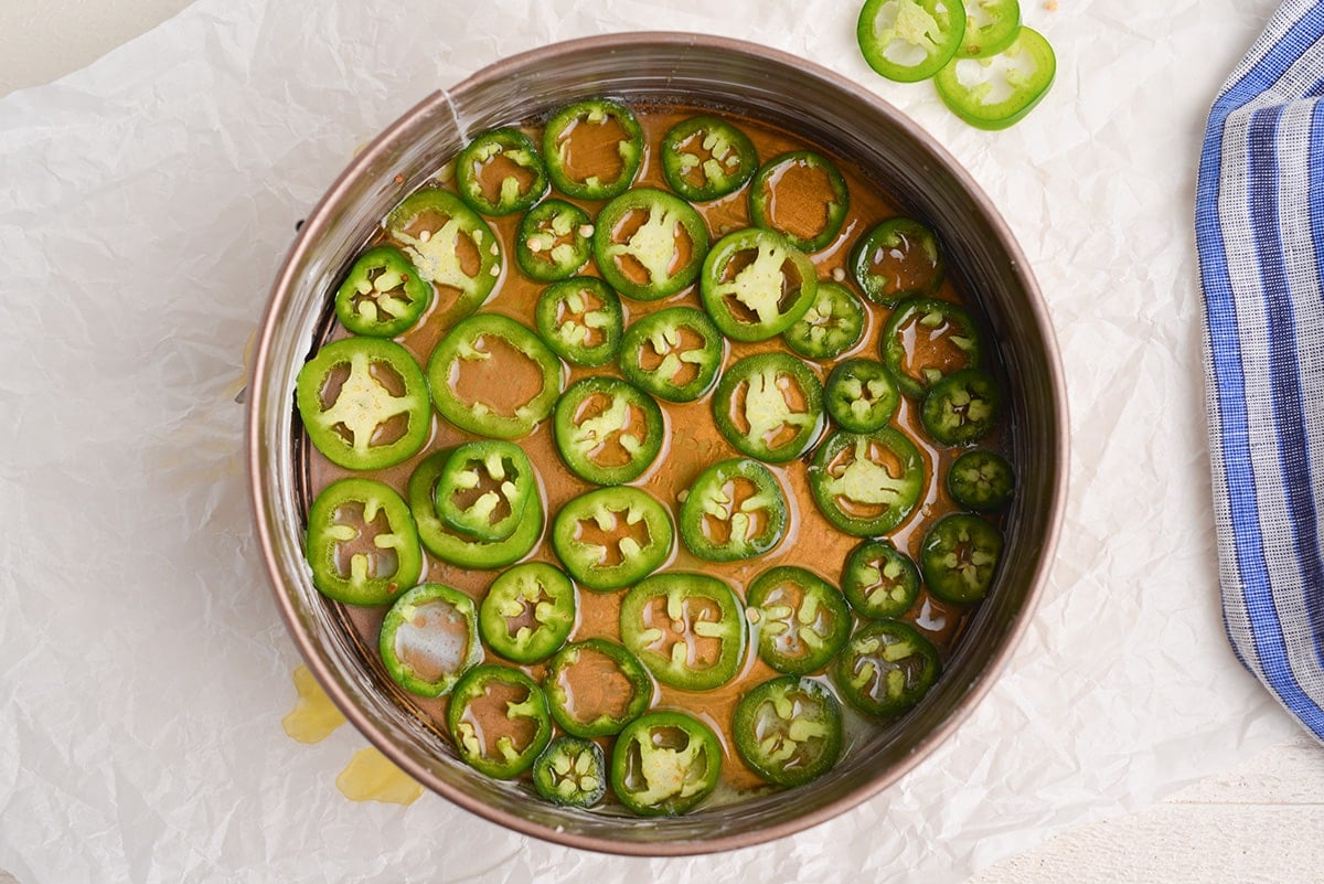 jalapenos in bottom of pan