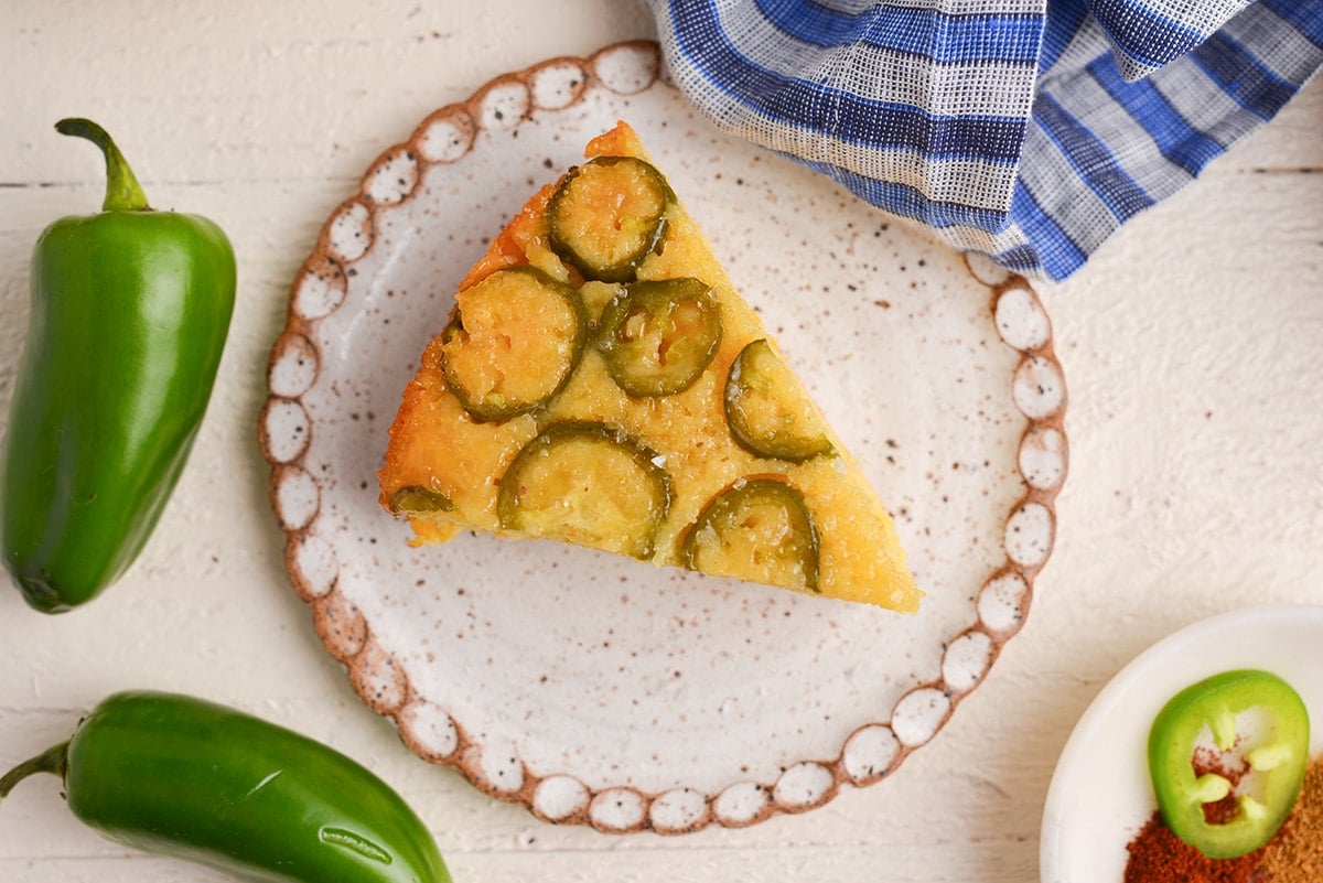 overhead shot of slice of cornbread