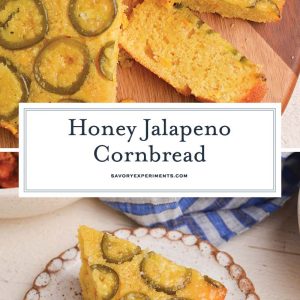 collage of honey jalapeno cornbread for pinterest