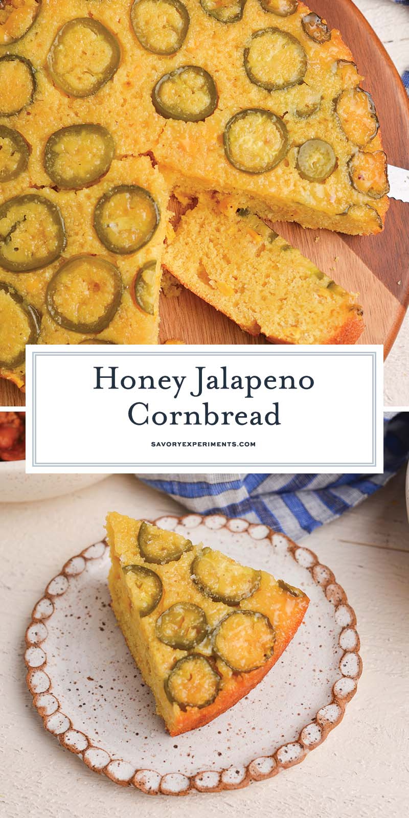 collage of honey jalapeno cornbread for pinterest
