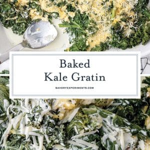 collage of kale gratin for pinterest