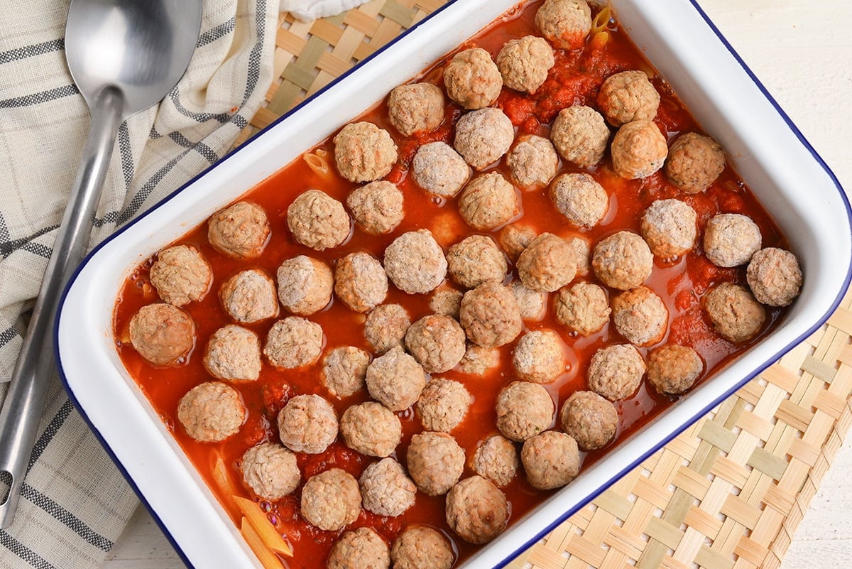 meatballs in a casserole dish
