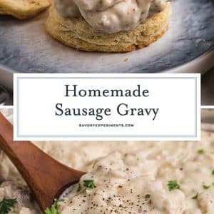 collage of sausage gravy for pinterest