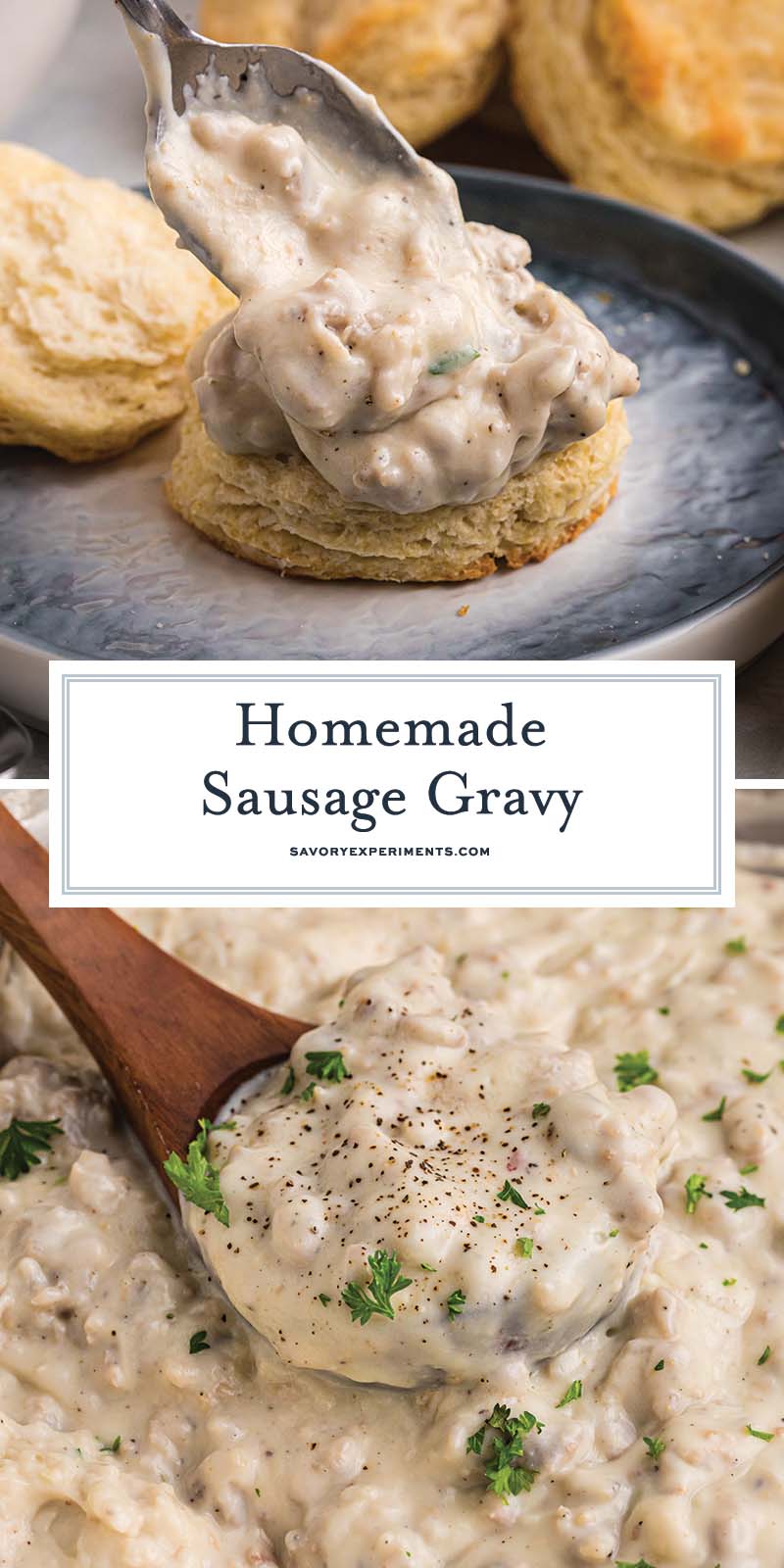 collage of sausage gravy for pinterest