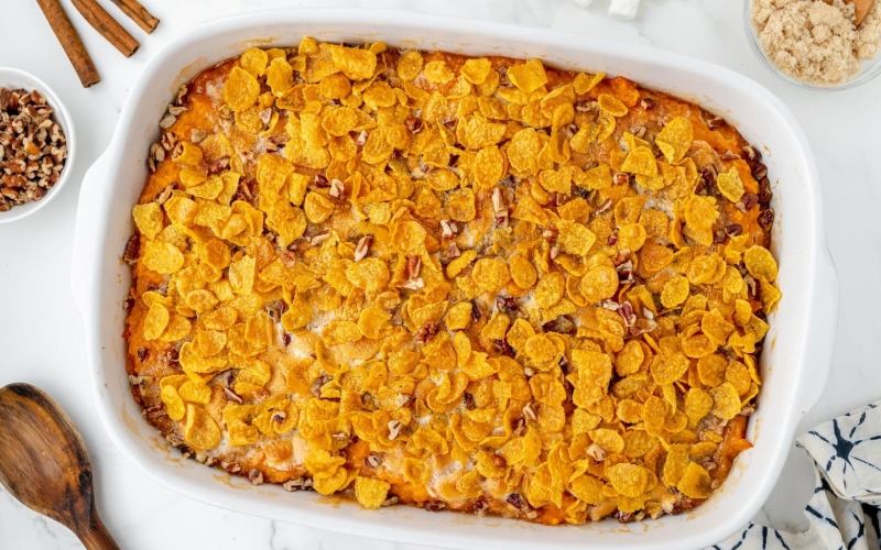 corn flake topping on sweet potato casserole