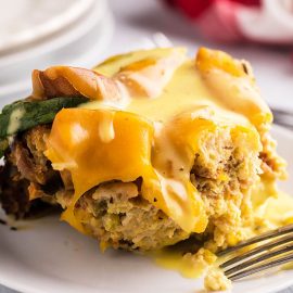 eggs benedict casserole on plate