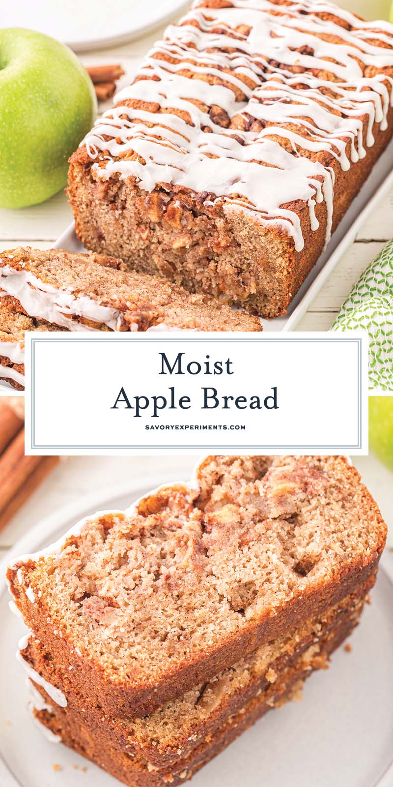 collage of apple bread for pinterest