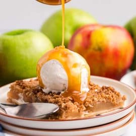 caramel on top of apple slab pie