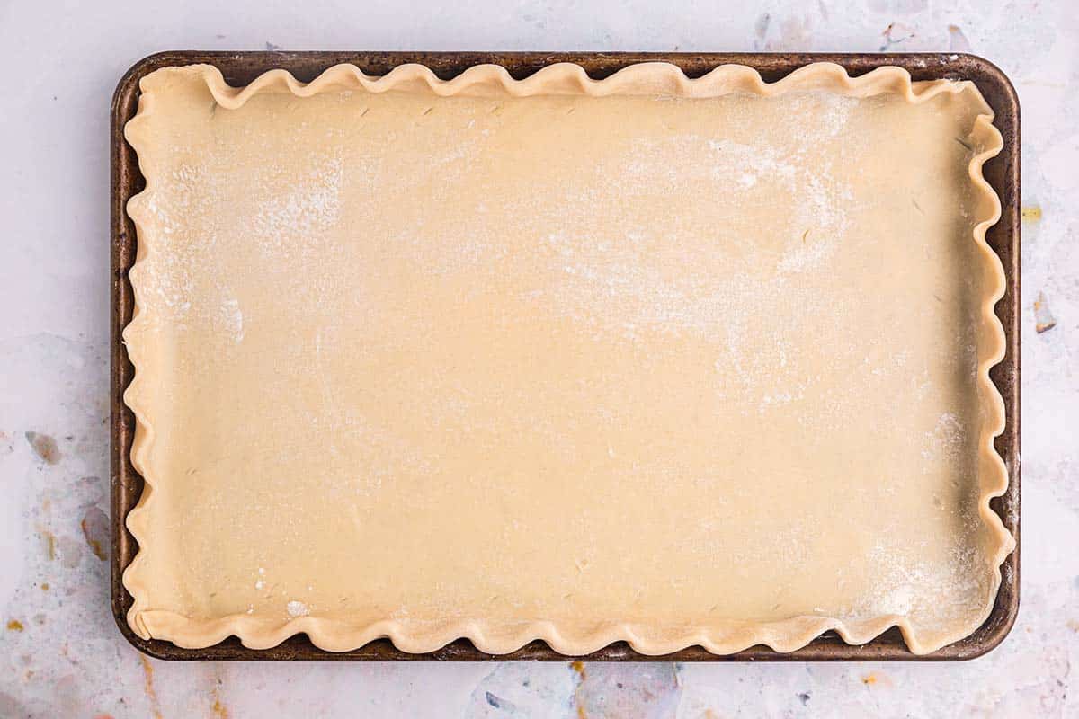 pie crust dough in sheet pan