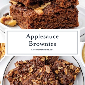 collage of brownies images for applesauce brownie recipe