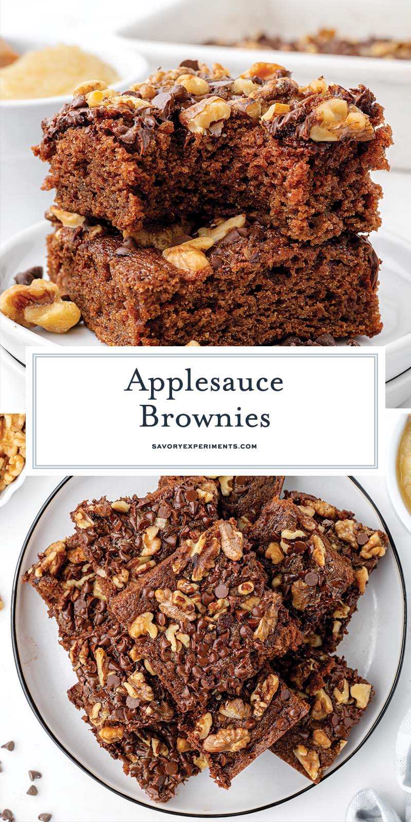 collage of brownies images for applesauce brownie recipe