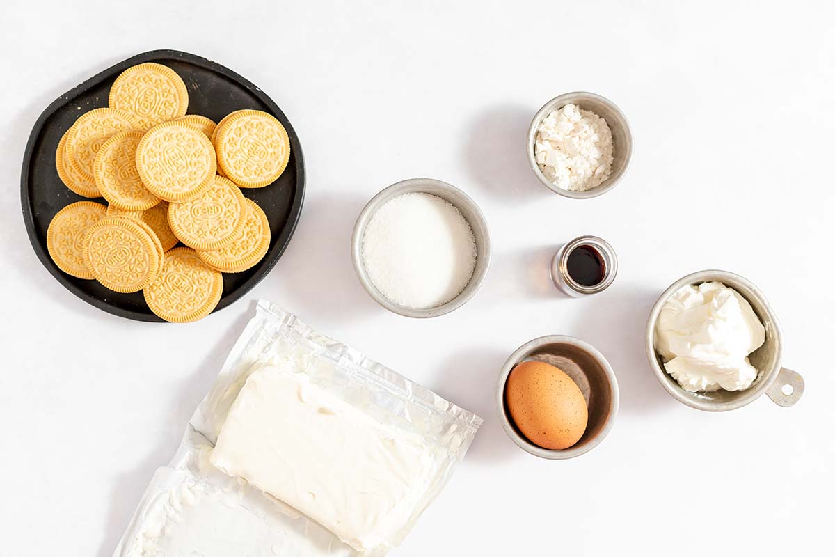 ingredients for candy corn cheesecakes 