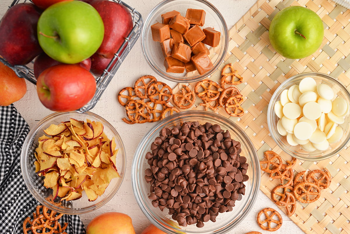 ingredients for making caramel apple bark