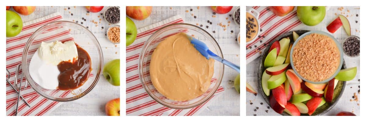 process images for how to make caramel apple dip