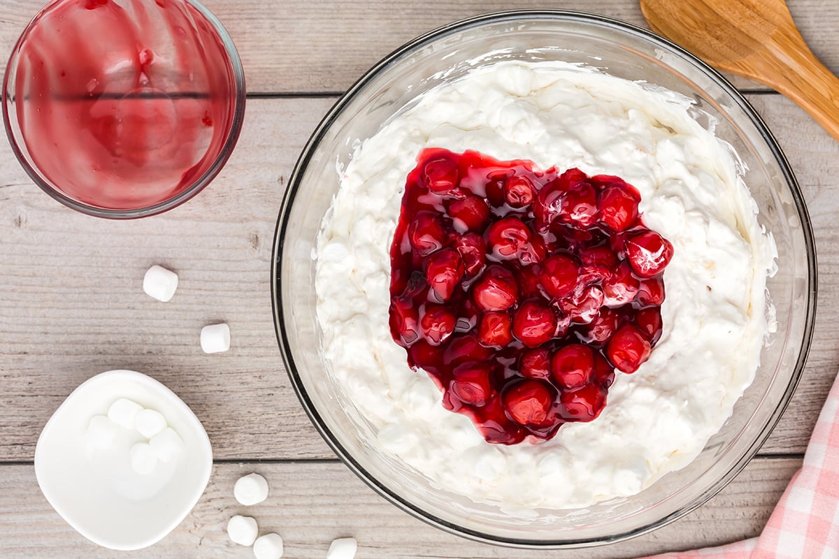 cherries added to marshmallow fluff