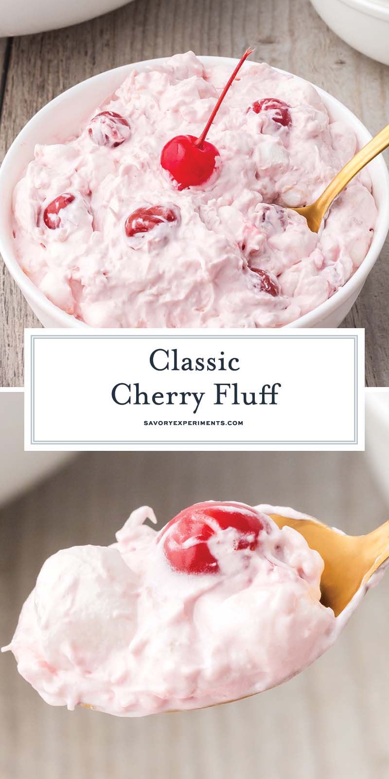 collage of classic cherry fluff for pinterest