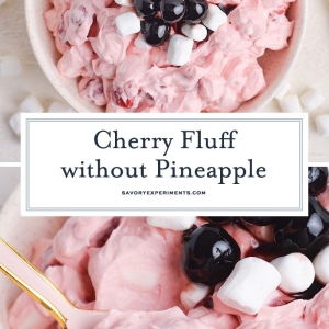 collage of cherry fluff without pineapple for pinterest