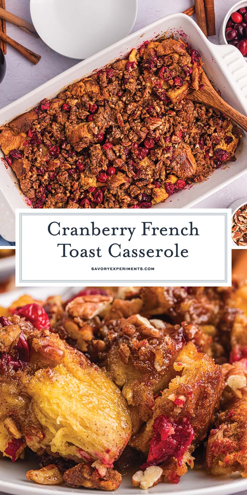 collage of cranberry french toast casserole for pinterest