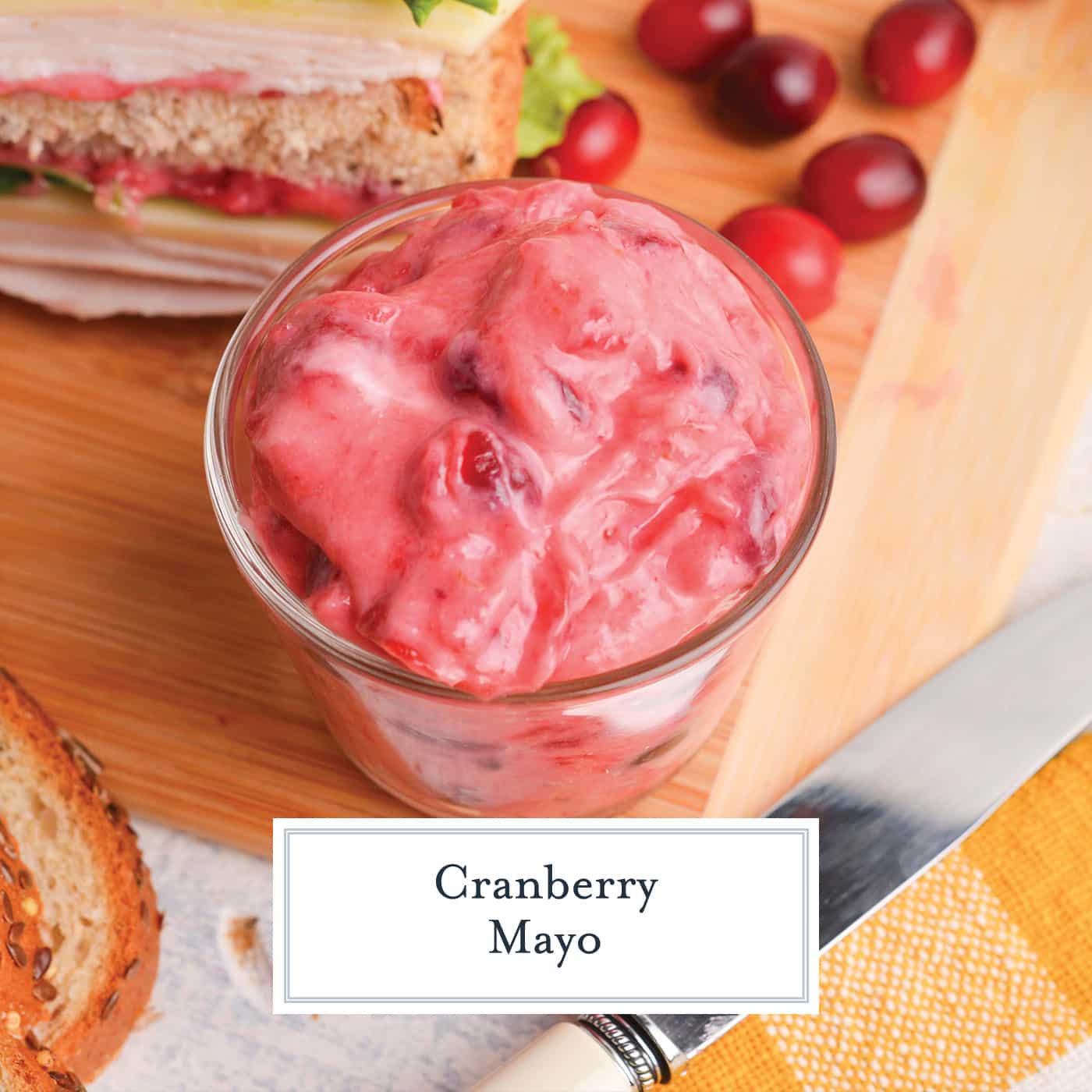 cranberry mayo recipe with text overlay