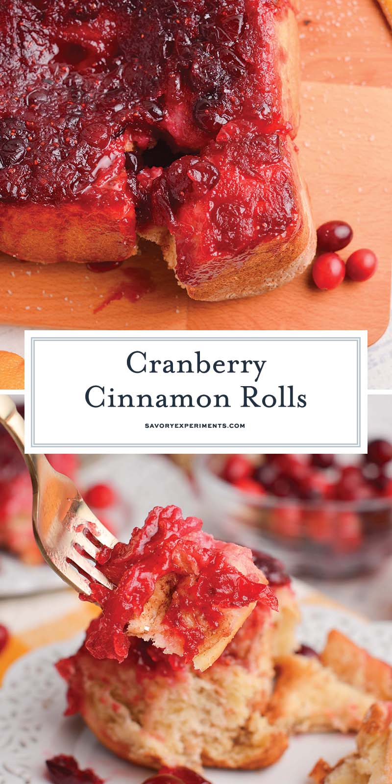 collage of cranberry cinnamon rolls for pinterest