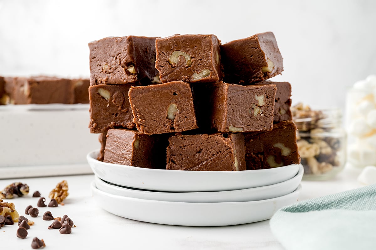 straight on shot of plate of fantasy fudge