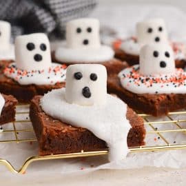 straight on shot of ghost brownies