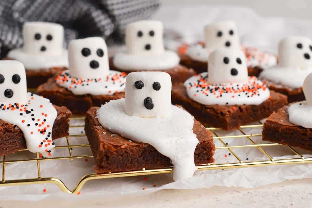 straight on shot of ghost brownies
