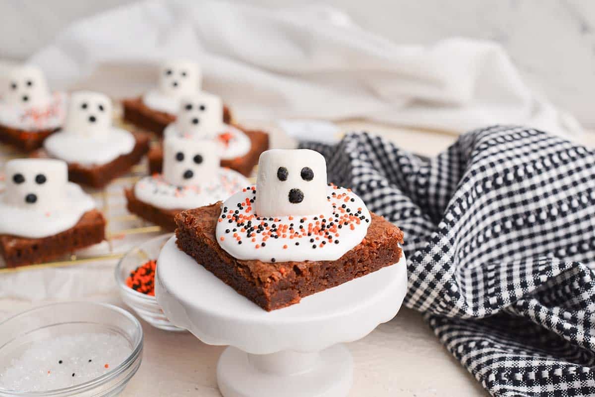 ghost brownie on pedestal