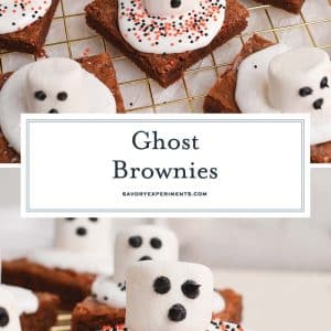 collage of ghost brownies for pinterest