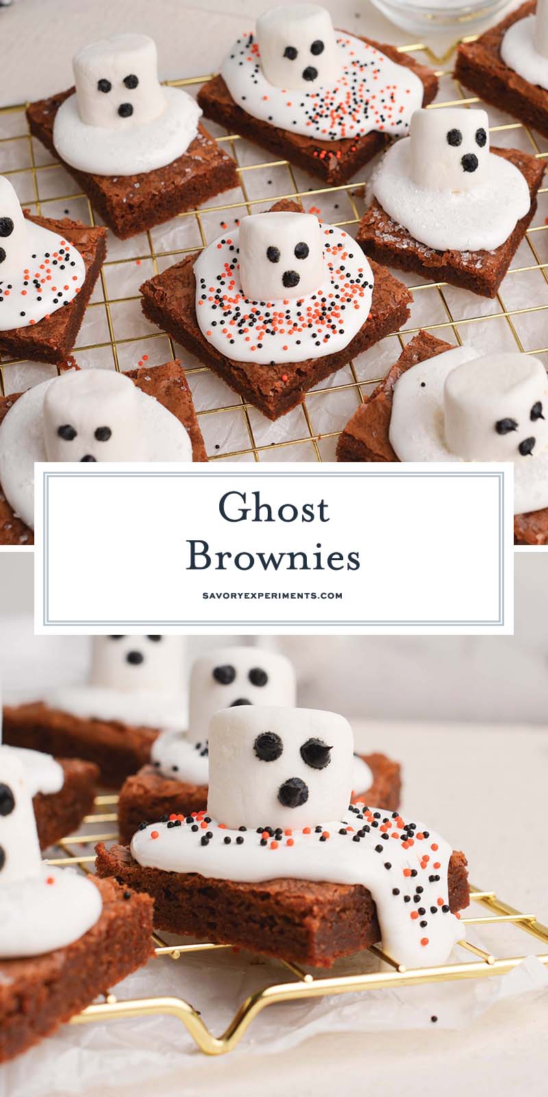 collage of ghost brownies for pinterest