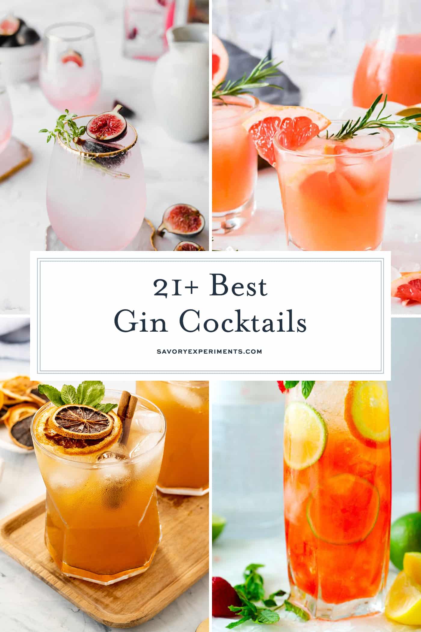collage of gin cocktails